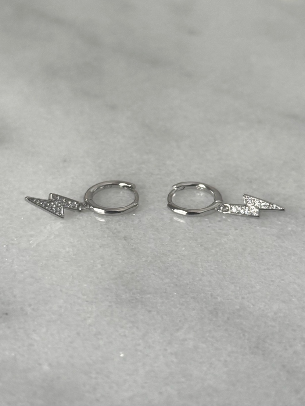 Sterling Silver Crystal Lightning Bolt Dangle Earrings Brand New